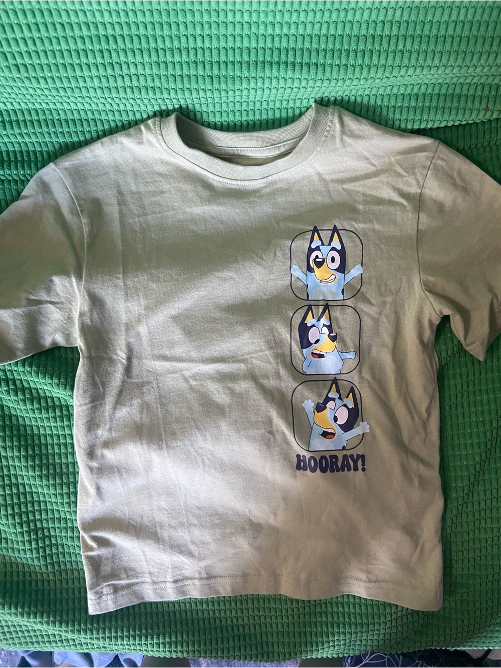 Primark Light Gray Bluey Graphic Tee with Blue and Yellow Accents & blue T